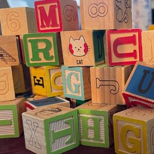 Classic Wooden Alphabet Blocks - Multicolor